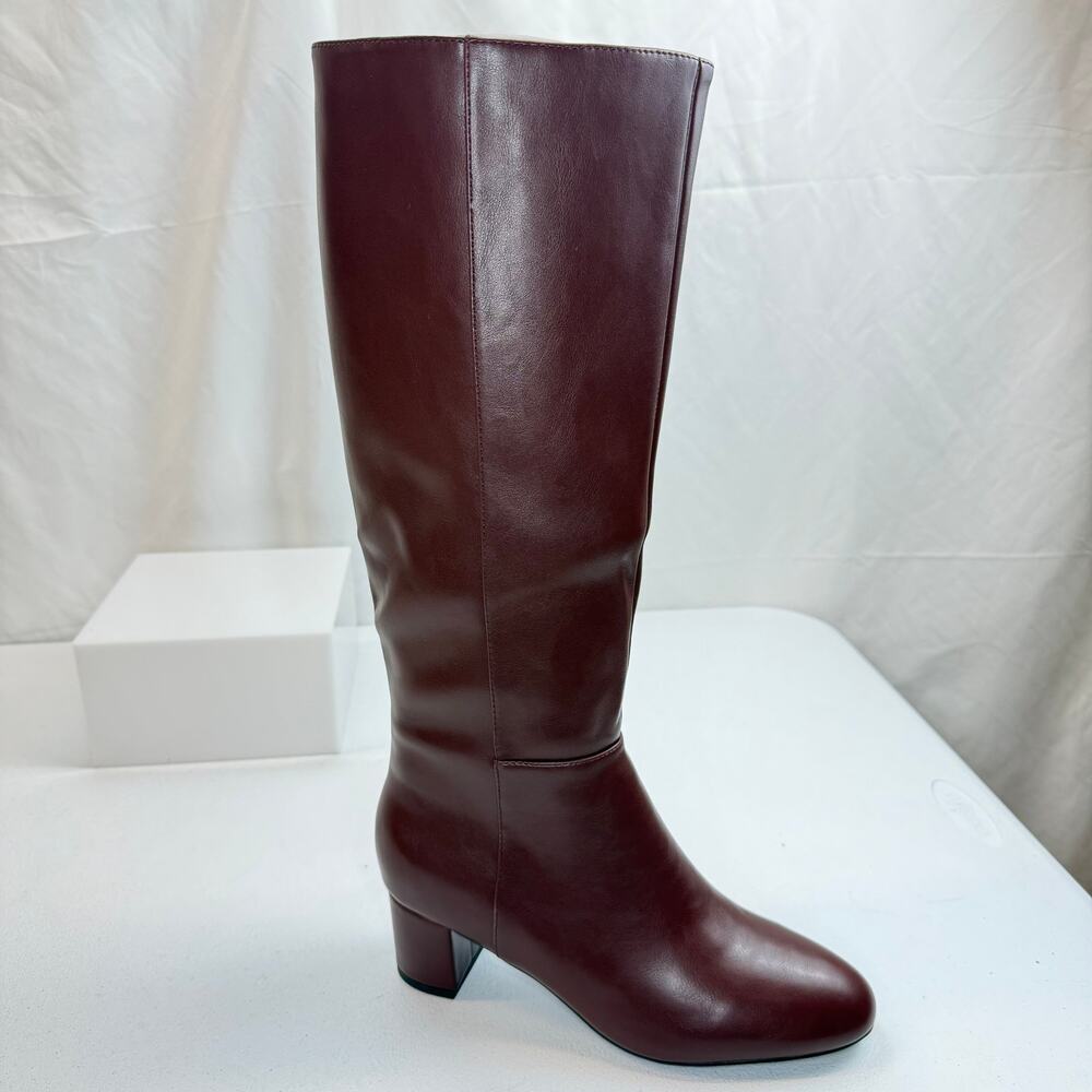 Adrizzlein Burgundy Leather Heeled Boots – Size 8.5